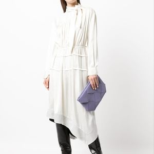 White scarf-neck asymmetric dress from 3.1 PHILLIP LIM featuring stand-up collar